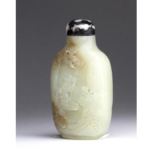 A nephrite carved snuff bottle;XX ... 