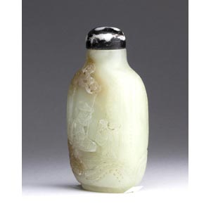 A nephrite carved snuff bottle;XX ... 