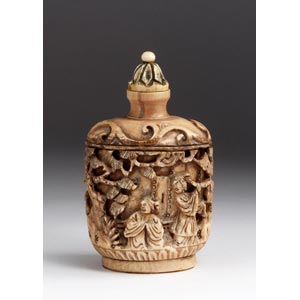 Carved ladies, Ivory snuff bottle;XX ... 