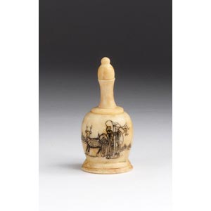 Engraved Luohan, Ivory snuff bottle;XX ... 