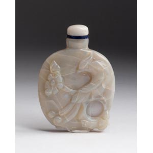 Carved bird, mother of pearl snuff bottle;XX ... 