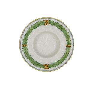 majolica plate painted in three colours: ... 