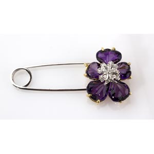 FLORAL DIAMOND BROOCH - PEREZ COLLECTION; ... 
