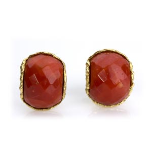 CORAL GOLD EARRINGS; with italian red ... 