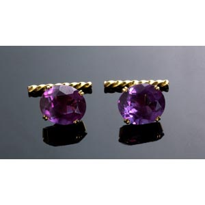18K YELLOW GOLD CUFFLINKS; synthetic ... 