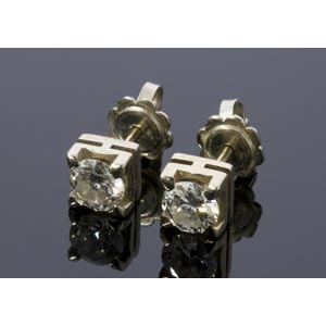 WHITE GOLD DIAMOND EARRINGS; set with a pair ... 