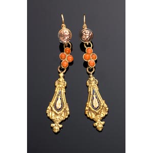 GOLD AND ENAMEL EARRINGS - ITALY, 19TH ... 