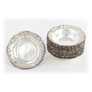 A SET OF  12 SOLID SILVER  BOWLS -  CINA,  ... 