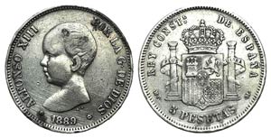 Spain, Alfonso XIII (1886-1931). AR 5 ... 
