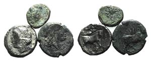 Lot of 1 AR and 2 Æ Greek coins, to be ... 