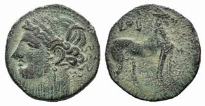 Carthage, c. 241 BC. Æ Trishekel (25.5mm, ... 