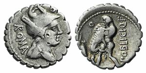 C. Poblicius Q.f., Rome, 80 BC. AR Serrate ... 