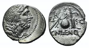 Cn. Lentulus, Spanish(?) mint, 76-75 BC. AR ... 