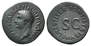 Drusus (Caesar, 19-23). Æ As (32mm, 10.65g, ... 