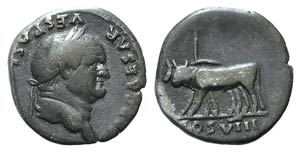 Titus (Caesar, 69-79). AR Denarius (16mm, ... 