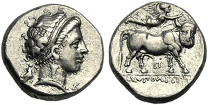 Campania, Didramma, Napoli, c. 300-275 a.C.; ... 