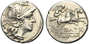 Pinarius Natta, Denarius, Rome, 149 BC; AR ... 