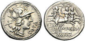 M. Aurelius Cotta, Denario, Roma, 139 a.C.; ... 