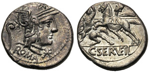 C. Servilius Vatia, Denarius, Rome, 127 BC; ... 
