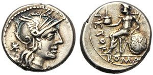 N. Fabius Pictor, Denario, Roma, 126 a.C.; ... 