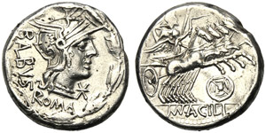 Mn. Acilius Balbus, Denario, Roma, 125 a.C.; ... 