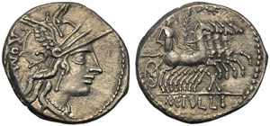 M. Tullius, Denario, Roma, 120 a.C.; AR (g ... 