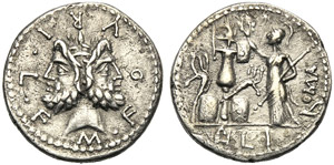 M. Furius L.f. Philus , Denario, Roma, 119 ... 