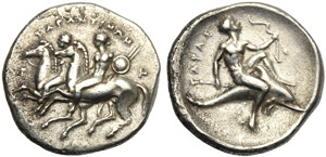 Apulia, Nomos, Tarentum, c. 280-272 BC; AR ... 