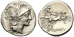 C. Claudius Pulcher, Denarius, Rome, 110 or ... 
