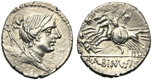 A. Postumius Sp.f. Albinus, Denarius, Rome, ... 