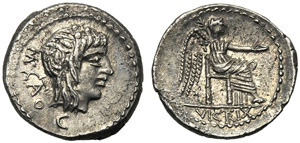 M. Porcius Cato, Quinarius, Rome, 89 BC; AR ... 