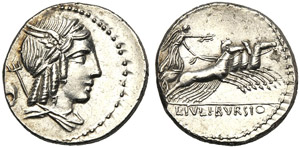 L. Julius Bursio, Denarius, Rome, 85 BC; AR ... 