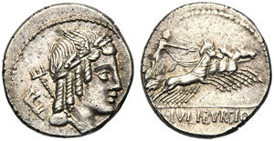 L. Iulius Bursio, Denario, Roma, 85 a.C.; AR ... 