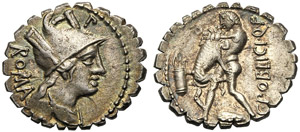 C. Poblicius Q.f., Denarius serratus, Rome, ... 