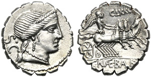 C. Naevius Balbus, Denarius serratus, Rome, ... 