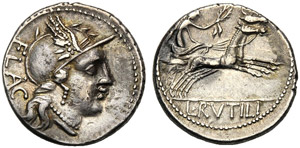 L. Rutilius Flaccus, Denario, Roma, 77 a.C.; ... 