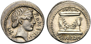 L. Scribonius Libo, Denario, Roma, 62 a.C.; ... 