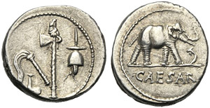 C. Julius Caesar, Denarius, Mint moving with ... 