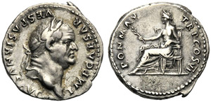 Vespasian (69-79), Denarius, Rome, AD 75; AR ... 
