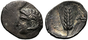 Lucania, Diobol, Metapontion, c. 330-300 BC; ... 