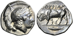 Lucania, Stater, Thourioi, c. 443-400 BC; AR ... 