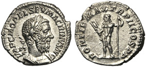 Macrino (217-218), Denario, Roma, 217 d.C.; ... 