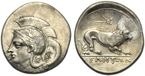 Lucania, Velia, Didramma, c. 280 a.C.; AR (g ... 
