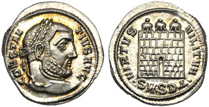 Costanzo I (305-306), Argenteo, Serdica, ... 