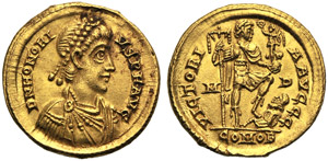 Onorio (393-423), Solido, Mediolanum, ... 