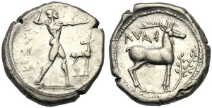 Bruttium, Statere, Caulonia, c. 450 a.C.; AR ... 