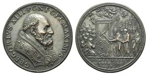 Papal, Gregorio XIII (1572-1585). Æ Medal ... 