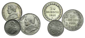 Papal, Pio IX, lot of 3 AR coins (20 ... 