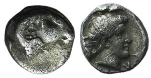 Troas, Kebren, c. 387-310 BC. AR Obol (6mm, ... 