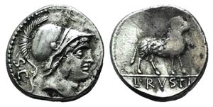 L. Rustius, Rome, 74 BC. AR Denarius (17mm, ... 